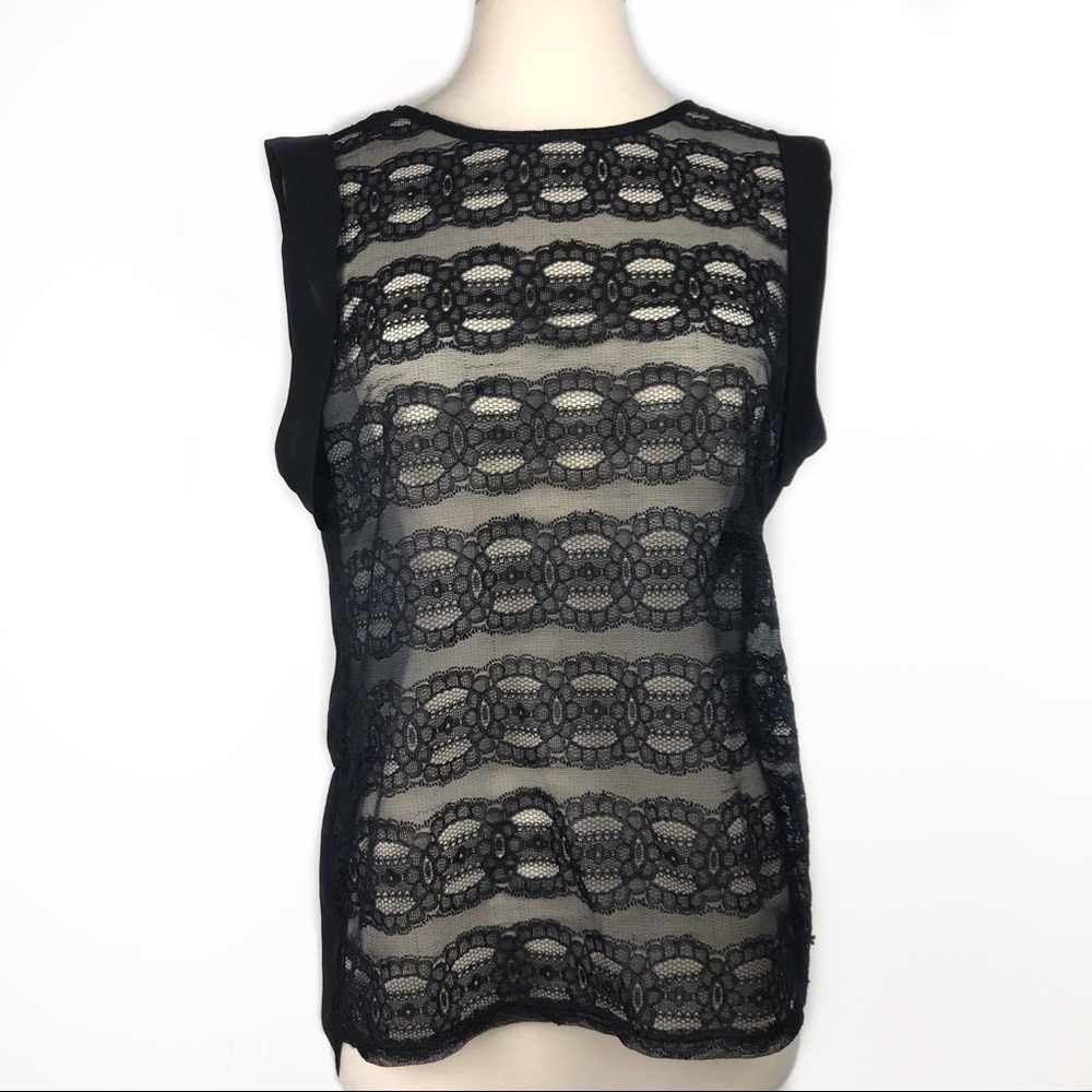 ZARA COLLECTION Black Sheer Lace Sleeveless Top M
